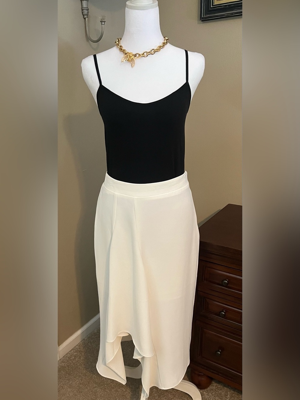 Express White A-Line Midi Skirt